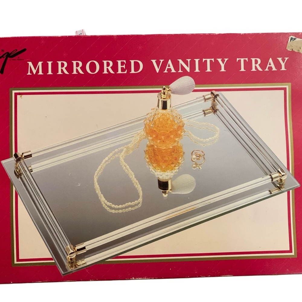 Vintage Mon Image by Paris‎ Prints Mirrored Vanity Tray NOS Open Box 1993